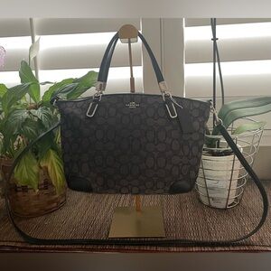 Coach Black/Charcoal Signature Shoulder Bag with Crossbody Strap